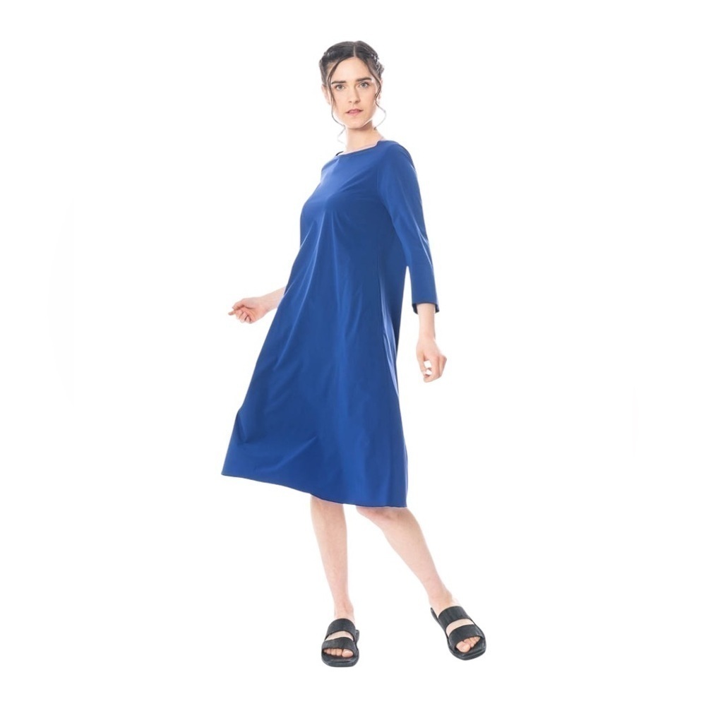 Katharina Hovman NWT Royal Blue 3/4 Sleeve Pleated Midi Maxi Dress Size 8 - Picture 1 of 14
